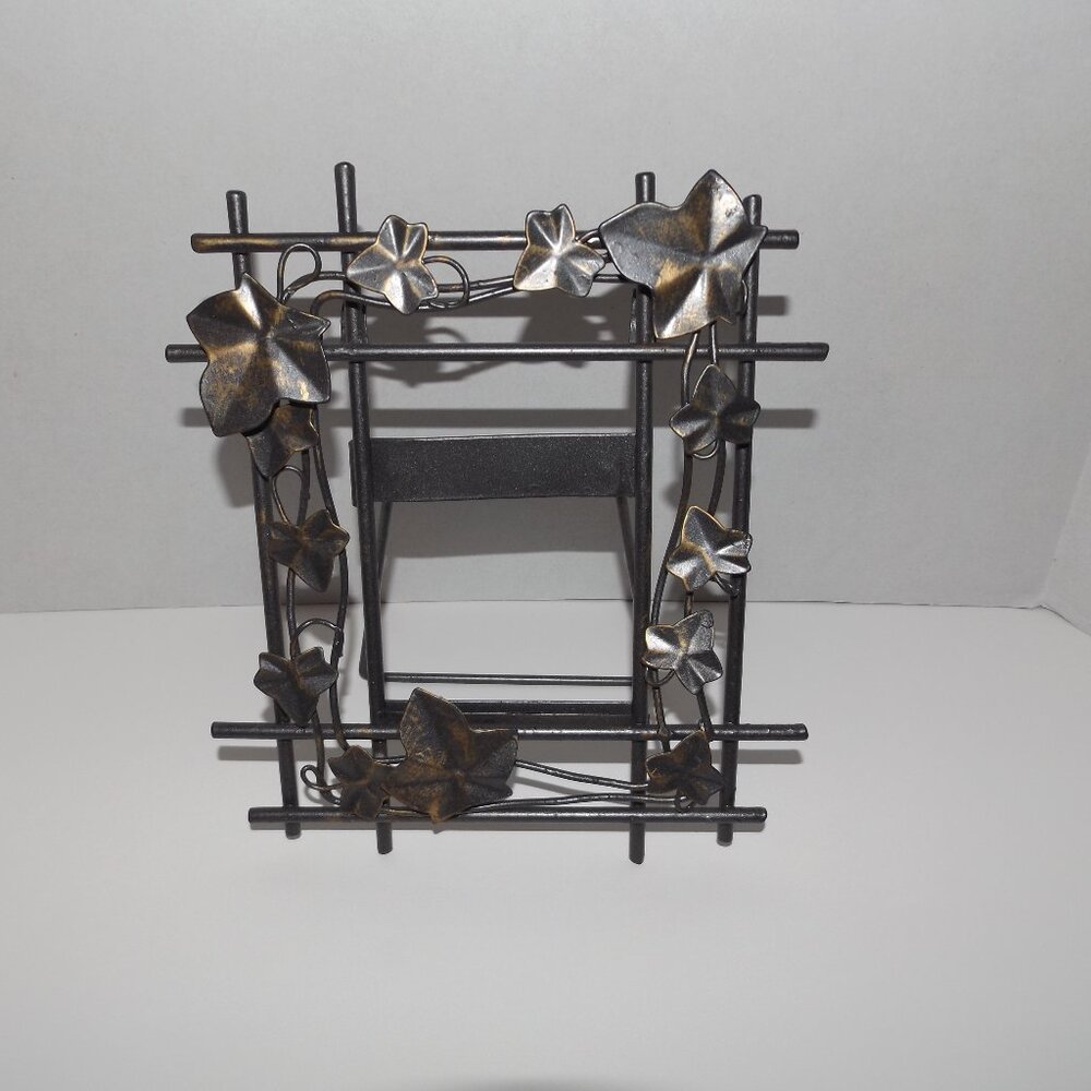 Vintage Brushed Metal Ivy Vine Easel Picture Frame Fits 3 ½ x 5” Picture